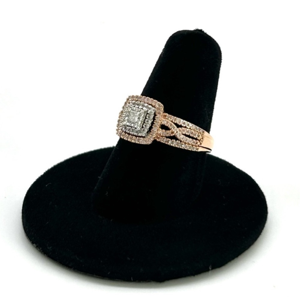 10k rose gold, 1/2 cttw genuine diamond ring, size 7
